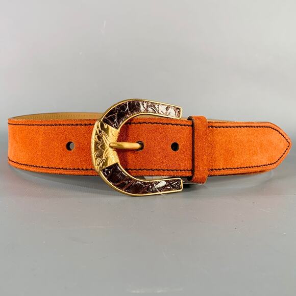 PRADA Size 32 Orange Gold Suede Belt - Picture 1 of 10